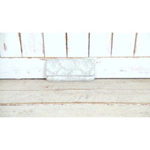 Vintage silver tan floral brocade tapestry evening clutch bag